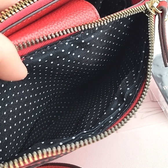 NWT Nanette Lepore Scarlet Farah Red Pebble Triple Crossbody Bag Vegan Leather - Picture 11 of 16